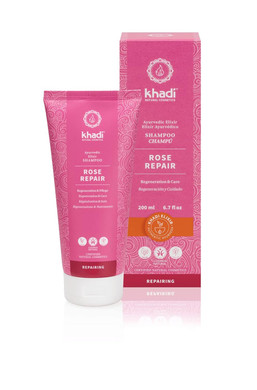 Khadi Rose Repair Ayurvedic Shampoo, 100% Natural, Silicone & Sulfate-Free, Deep Conditioning & Regeneration For Structurally Damaged, Dry Hair & Split Ends, Vegan Hair Care, Organic Beauty, 6.7Oz