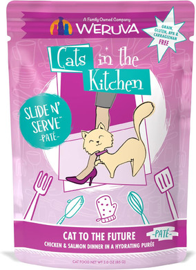 Weruva Cats in the Kitchen Slide N' Serve Grain-Free Natural Wet Pate Cat Food Pouches, Cat to The Future, 3oz Pouch (Pack of 12)3 Ounce (Pack of 12)