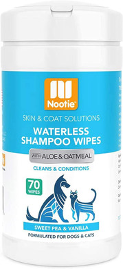 Nootie Waterless Shampoo Wipes for Dogs & Cats - Long Lasting Sweet Pea Vanilla Fragrance - Sold in Over 10,000 Vet Clinics and Pet Stores Worldwide, Made in USA - 70 Count