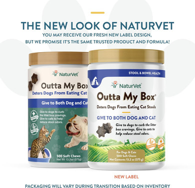Naturvet  Outta My Box  500 Soft Chews  Deters Dogs From Eating Cat Stools  Reduces Cat Stool Odors  For Dogs & Cats  50 Day Supply