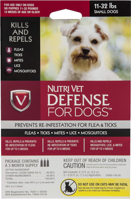 Nutri-Vet Defense Flea & Tick Control for Small Dogs