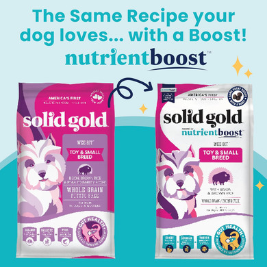 Solid Gold Small Breed Dog Food - Nutrientboost Wee Bit Whole Grain Made W/Real Bison, Brown Rice, & Pearled Barley - High Fiber, Probiotic Dry Dog Food For Dogs With Sensitive Stomachs - 3.75 Lb