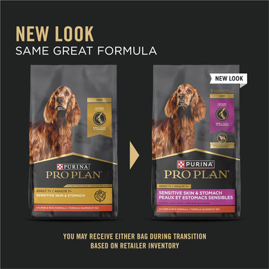 Purina Pro Plan Sensitive Skin & Stomach Dog Food, Dry Dog Food For Senior Dogs Adult 7+ Salmon & Rice Formula - 4 Lb. Bag4.00 Pound (Pack Of 1)