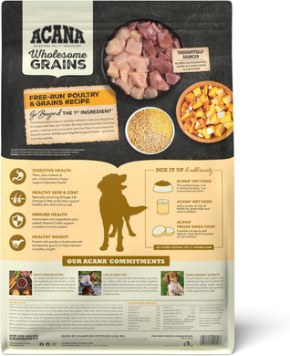 Acana Wholesome Grains Dry Dog Food, Free-Run Poultry, Real Chicken & Turkey And Eggs Dog Food Recipe, 4Lb