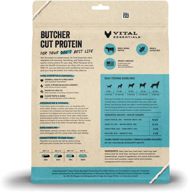 Vital Essentials Freeze Dried Raw Dog Food, Beef Mini Patties Entree, 14 Oznew Packaging