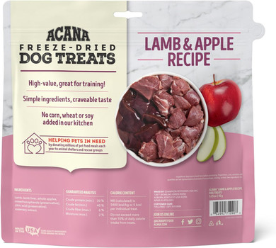 Acana Singles Freeze Dried Dog Treats, Limited Ingredient Grain Free Lamb & Apple Recipe, 3.25Oz3.25Oz