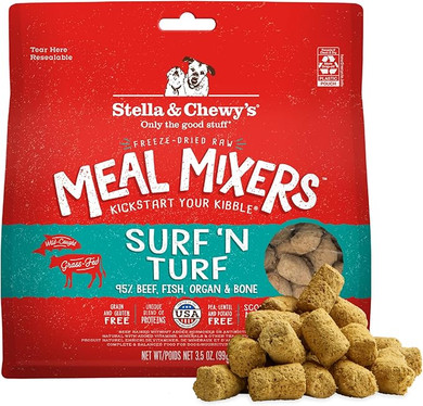 Stella & Chewy'S Freeze Dried Raw Surf & Turf Meal Mixer  Dog Food Topper For Small & Large Breeds  Grain Free, Protein Rich Recipe  3.5 Oz Bag