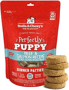 Stella & Chewy'S Freeze Dried Raw Dinner Patties  Crafted For Puppies  Grain Free, Protein Rich Perfectly Puppy Beef & Salmon Recipe  5.5 Oz Bag5.5 Oz