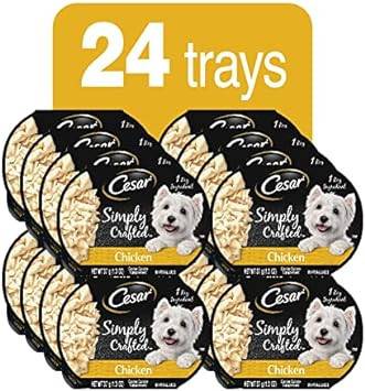 Cesar Simply Crafted Adult Wet Dog Food Cuisine Complement, Chicken, (24) 1.3 Oz. Tubs