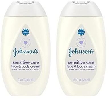 Johnson'S Baby Sensitive Care Face & Body Cream For Babies, Daily Moisturizing Baby Cream To Calm, Nourish & Comfort Dry, Sensitive Skin, Lightly Scented, No Greasy Feel, Hypoallergenic, 13.6 Fl. Oz