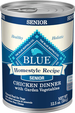 Blue Buffalo Homestyle Recipe Natural Senior Wet Dog Food, Chicken 12.5-Oz Can (Pack Of 12)