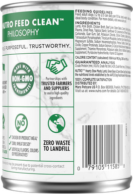 Nutro Hearty Stew Adult Natural Grain Free Wet Dog Food Cuts In Gravy Meaty Lamb, Green Bean & Carrot Stew, (12) 12.5 Oz. Cans12.5 Ounce (Pack Of 12)