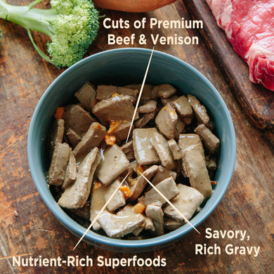 Wellness Core Hearty Cuts Natural Wet Grain Free Canned Dog Food, Beef & Venison, 12.5-Ounce Can (Pack Of 12)