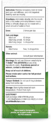 Medinatura T-Relief Pet Arthritis Pain Relief Arnica +12 Powerful Natural Medicines Help Reduce Hip & Joint Pain, Soreness & Stiffness - Fast-Acting Soother For Dog & Cat - 1.69 Oz