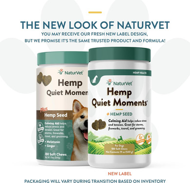 Naturvet Quiet Moments Calming Aid Dog Supplement, Helps Promote Relaxation, Reduce Stress, Storm Anxiety, Motion Sickness For Dogs (Quiet Moments Plus Hemp, 180 Soft Chews)180 Soft Chews