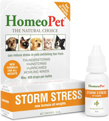 Homeopet Storm Stress, Storm Anxiety Relief For Dogs, Cats, And Other Small Animals, 15 Milliliters