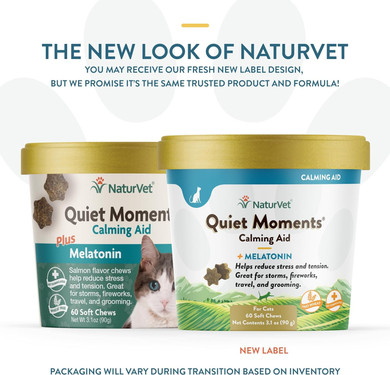 Naturvet Quiet Moments Calming Aid For Cats Plus Melatonin  60 Soft Chews  Helps Reduce Stress & Promote Relaxation  Great For Storms, Fireworks, Travel & Grooming60 Soft Chews