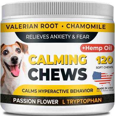 Salmon Oil Omega 3 + Hemp Calming Treats For Dogs Bundle - 32Oz Fish Oil - Joint Health - Allergy & Itch Relief - Skin & Coat Supplement - Dog Anxiety Stress Relief - Separation Aid - Storm Firework