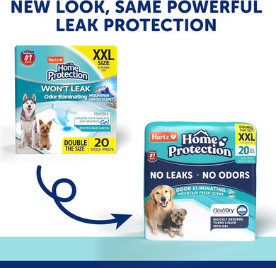 Hartz Home Protection Mountain Fresh Scented Dog Pads, Xxl 20 Count, Super Absorbent & Won'T Leak, Odor Eliminatingmountain Fresh