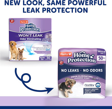 Hartz Home Protection Odor Eliminating Scented Dog Pads, Super Absorbent & Wonã¢ÂT Leak, Lavender Scent, Regular Size, 50 Count