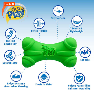 Hartz Duraplay Bone Squeaky Latex Dog Toy, Large, 3 Packlarge (3 Count)