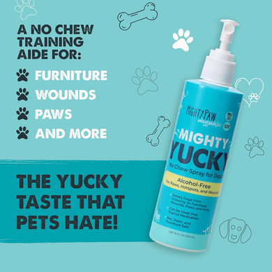 Mighty Paw Waggables Yucky No Chew Spray For Dogs (Made In The Usa) | Bitter Apple Spray For Dogs To Stop Chewing. Dog Repellent Spray For Furniture. Anti Chew Spray For Dogs And Pets. (8 Oz)