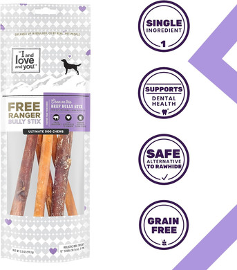 I And Love And You Free Ranger Natural Grain Free Bully Stix - 100% Beef Pizzle, 12-Inch, Pack Of 5, Model:C20020