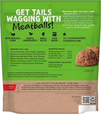 Cloud Star Wag More Bark Less Grain Free Meatballs Lamb Recipe 14 Oz