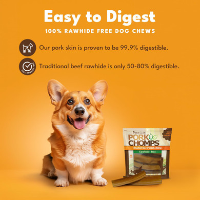 Pork Chomps Roasted Pork Skin Dog Chews, 6-Inch Rib Shapes, 10 Count