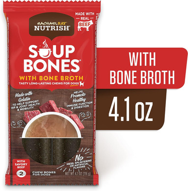 Rachael Ray Nutrish Soup Bones With Bone Broth Dog Chews With Savory Beef, 2 Small/Medium Bones (Pack Of 12)4.10 Ounce (Pack Of 12)