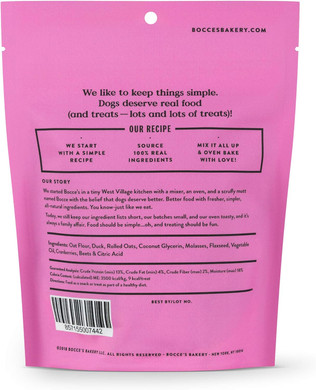 Bocceã¢ÂS Bakery Oven Baked Duck Recipe Treats For Dogs, Wheat-Free Everyday Dog Treats, Made With Real Ingredients, Baked In The Usa, All-Natural Soft & Chewy Cookies, Duck, 6 Oz