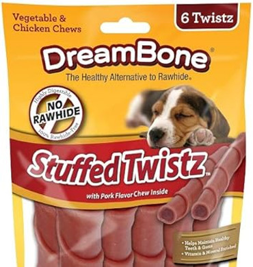 Dreambone Pork Stuffed Twistz Dog Chew, 6 Pieces/Pack (Dbst-02164)