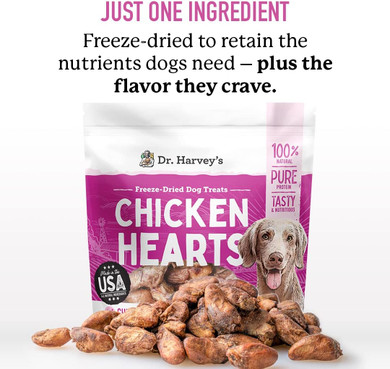Dr. Harvey'S Chicken Hearts Freeze Dried Training Dog Treats With Real Chicken Hearts For Dogs, 7 Ounces7 Ounce (Pack Of 1)