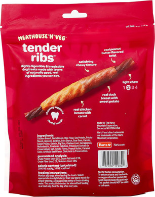Hartz Oinkies Meathouse'N'Veg Tender Ribs Dog Treats With Real Chicken, Duck, Veggies & Peanut Butter Flavor, 22 Count, Highly Digestible And Rawhide-Free1 Count (Pack Of 22)
