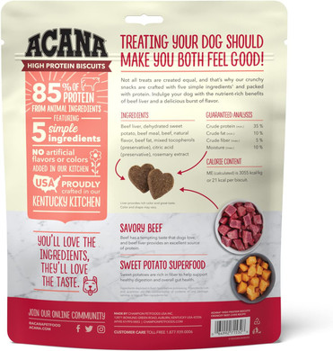 Acana High Protein Biscuits Dog Treats, Crunchy Beef Liver Recipe, 9Oz9Oz - Large Biscuit