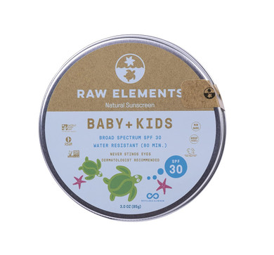 Raw Elements Baby + Kids Spf 30 Organic Sunscreen Lotion Non-Nano Zinc Oxide, Reef-Safe, Cruelty-Free, Gentle And Moisturizing, Zero Waste Tin, 3Oz
