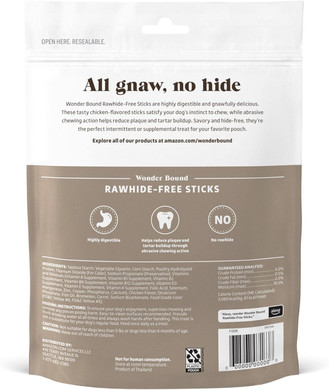 Amazon Brand - Wonder Bound Rawhide-Free Dog Treats, Chicken Sticks, 12 Count