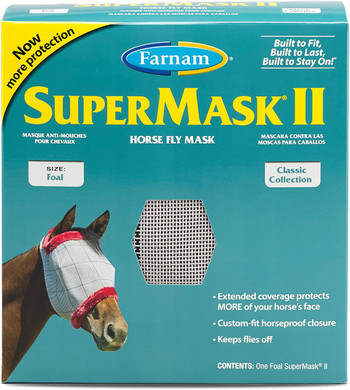 Farnam Supermask Ii Fly Mask Without Ears For Foals, Full Face Coverage And Eye Protection From Insect Pests, Structured Classic Styling Mesh With Plush Trim, Foal Size