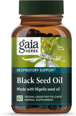 Gaia Herbs Black Seed Oil - Cold-Pressed Capsules For Lung, Respiratory, And Antioxidant Support - With Organic Nigella Seed Oil - Herbal Supplement - 60 Vegan Liquid Phyto-Capsules (30-Day Supply)