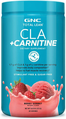 Gnc Total Lean Cla + Carnitine | Improves Body Composition And Fuels Muscle Recovery, Stimulant Free And Sugar Free | Berry Sorbet | 60 Servings