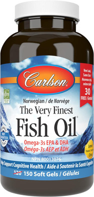 Carlson - The Very Finest Fish Oil, 700 Mg Omega-3S, Norwegian, Sustainably Sourced, Lemon, 150 Count150 Count (Pack Of 1)