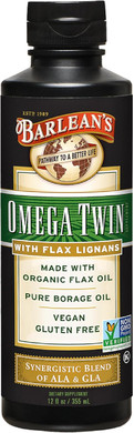 Barlean'S Omega Twin Liquid Flaxseed Oil And Pure Borage Oil Supplement With Lignans, 6,010Mg Ala And 465Mg Gla Omega Fatty Acids From Organic Flax Seed And Cold Pressed Borage Seeds, 12 Oz