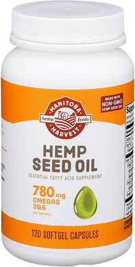Manitoba Harvest Hemp Seed Oil Softgels, 780 Mg Of Plant Based Omegas 3 & 6 Per Serving, 120 Ct