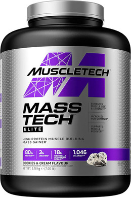 Mass Gainer Protein Powder MuscleTech Mass-Tech Mass Gainer Whey Protein Powder + Muscle Builder Protein Powder Creatine Supplements Cookies and Cream, 7 lbs (Package May Vary)