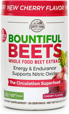 COUNTRY FARMS Bountiful Beets, Wholefood Beet Extract Superfood, Helps Support Healthy Circulation and Promote Energy, Nitric Oxide Boost, Cherry Flavor, 30 Servings