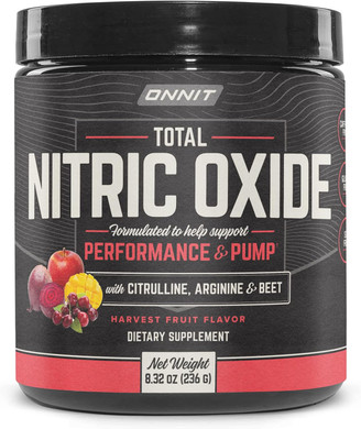 ONNIT Total Nitric Oxide - Caffeine Free Pre Workout Powder w/ Beet Root, L Arginine & L Citrulline Malate | Boost Energy & Recovery | Harvest Fruit Flavor - 20 Servings