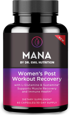 DR EMIL NUTRITION MANA Post-Workout Recovery Capsule for Women with L-Glutamine and Sustamine to Support Muscle Recovery & Immune Health, 30 Servings