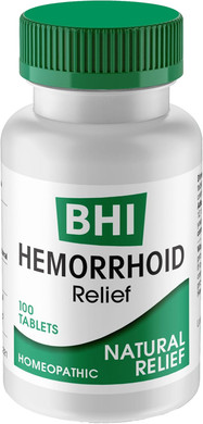 Bhi Natural Hemorrhoid Relief Soothes Burning, Swelling, Itching, Rectal Pain & Discomfort 8 Maximum Strength Homeopathic Active Ingredients Ease From The Inside For Women & Men - 100 Tablets