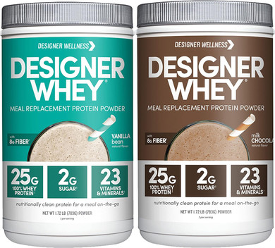 Designer Wellness, Designer Whey Meal Replacement Protein Powder, 1.72Lb Vanilla & 1.72Lb Chocolate Bundle