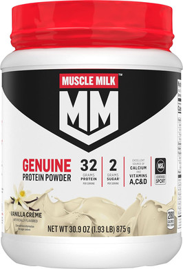 Muscle Milk Genuine Protein Powder, Vanilla Crã£Â¨Me, 1.93 Pounds, 12 Servings, 32G Protein, 2G Sugar, Calcium, Vitamins A, C & D, Nsf Certified For Sport, Energizing Snack, Packaging May Vary1.93 Pound (Pack Of 1)